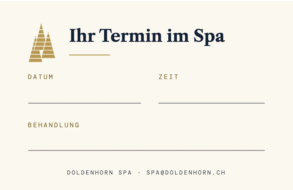 Terminkarte fürs Spa · Vorderseite