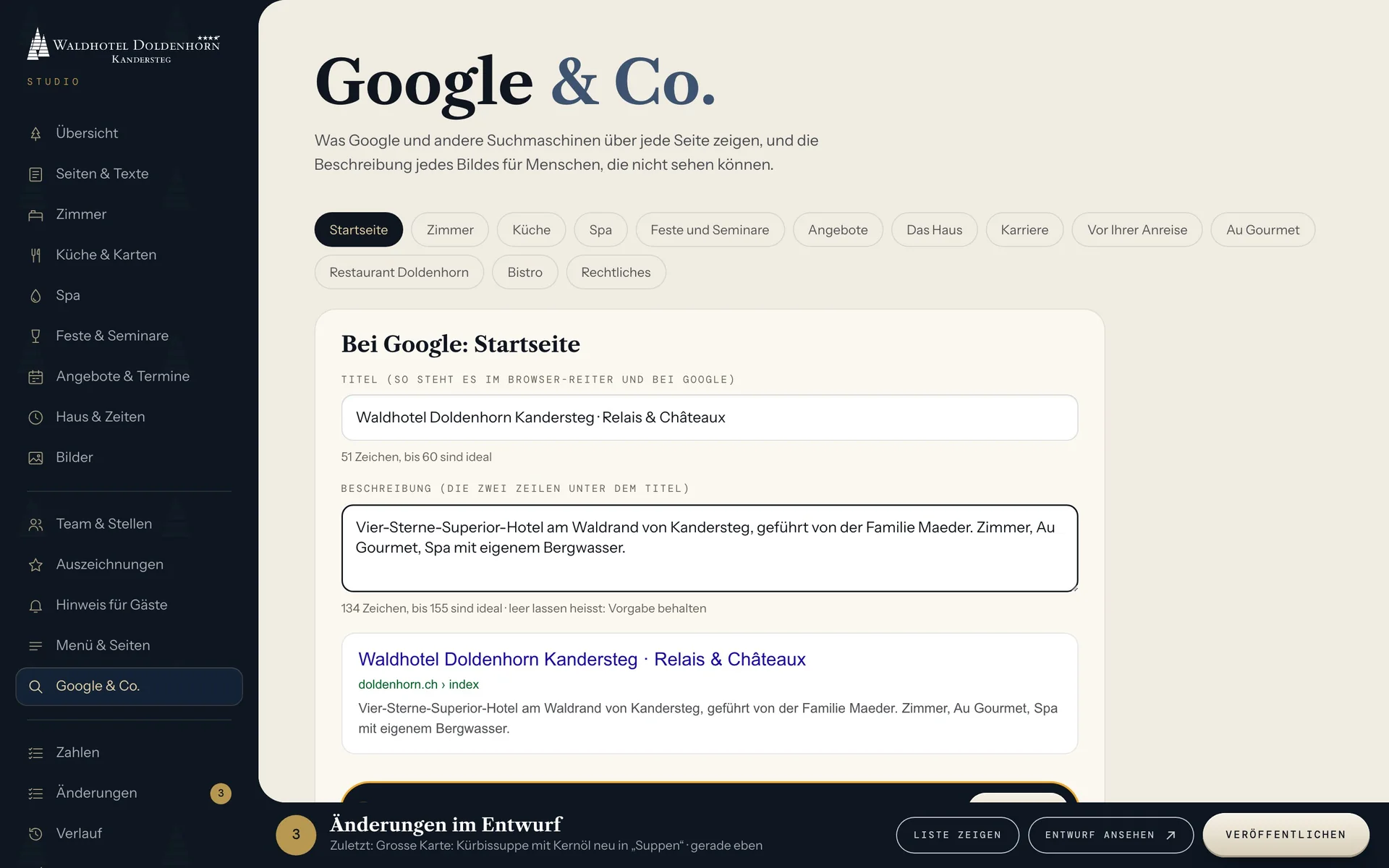 Das Studio, Bereich Google & Co.