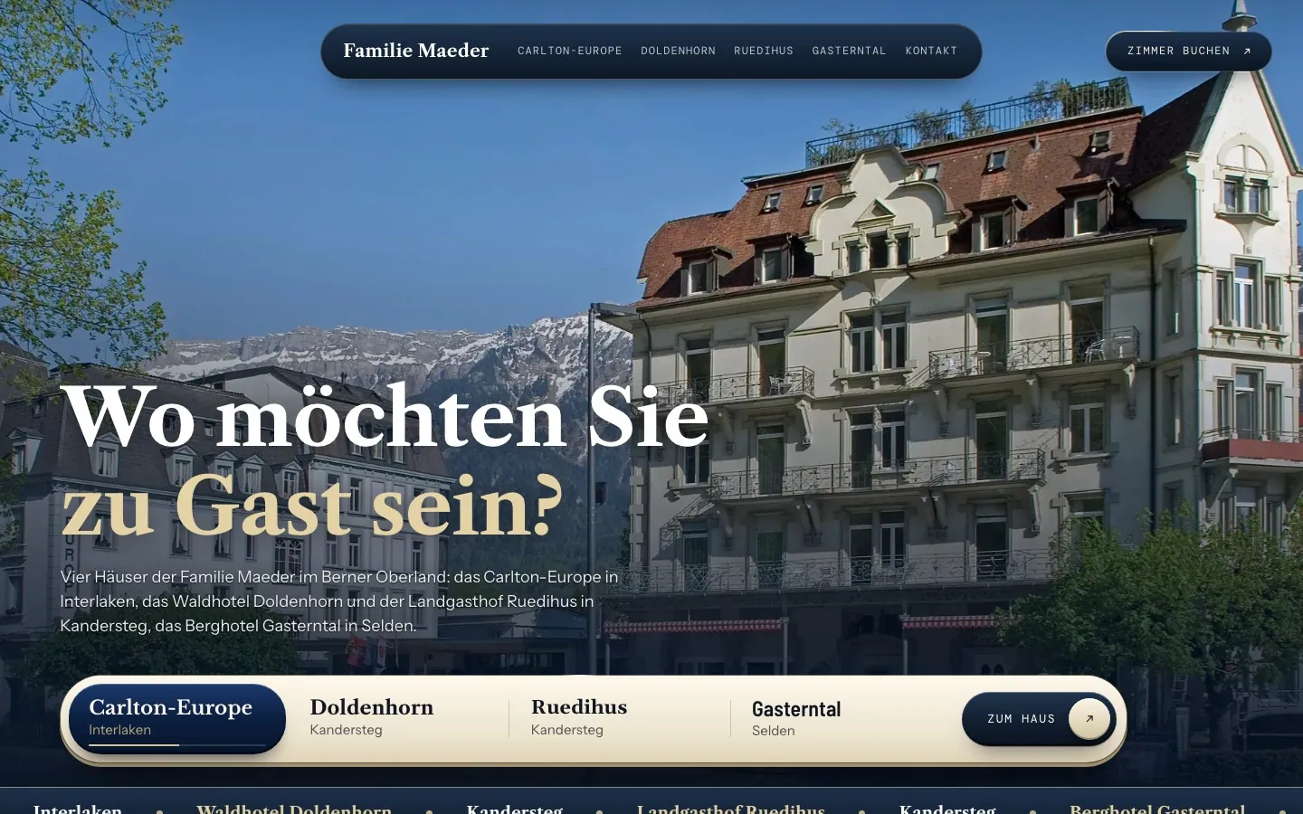Die gemeinsame Startseite der Familie Maeder