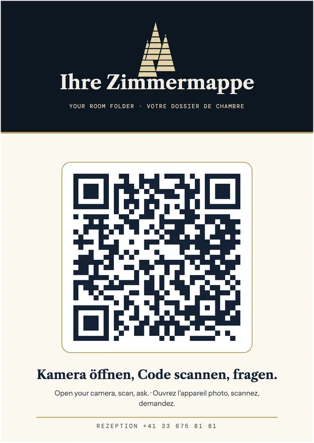 Die Karte zur Zimmermappe mit QR-Code