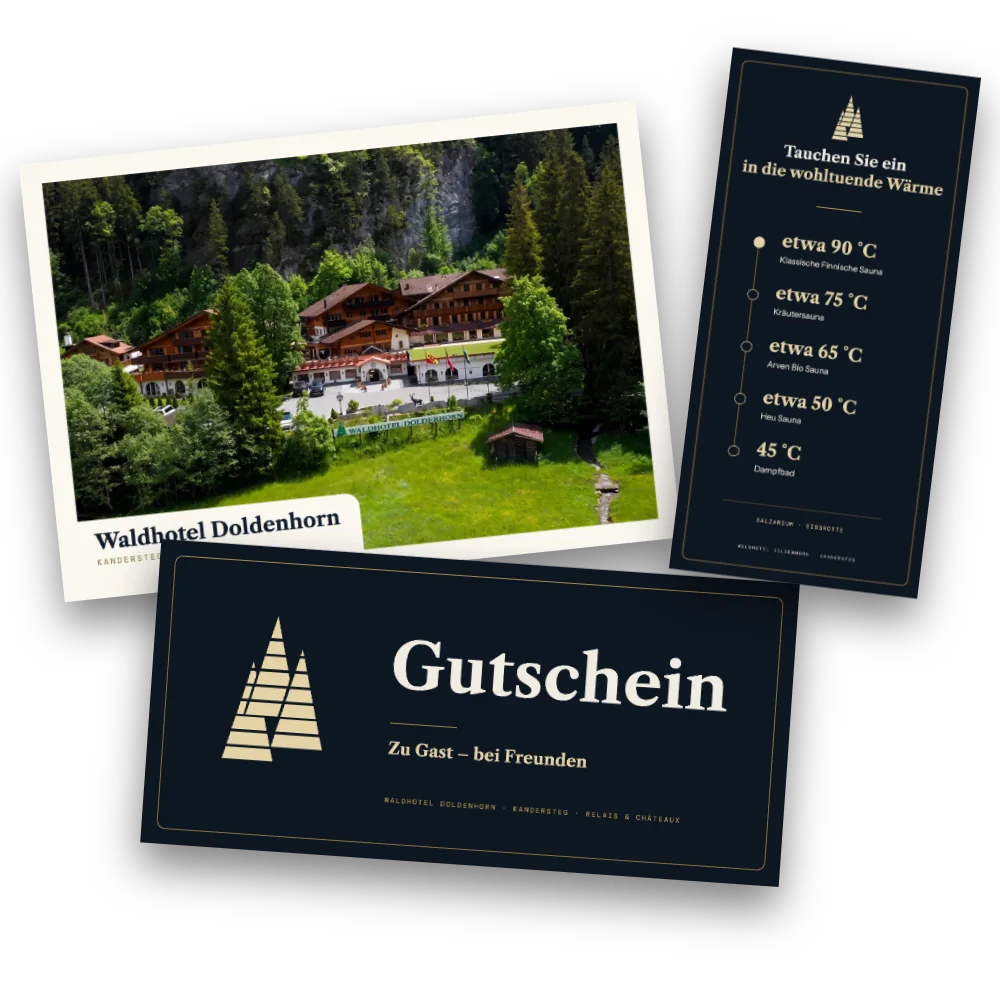 Eine Ansichtskarte, ein Gutschein und die Saunakarte