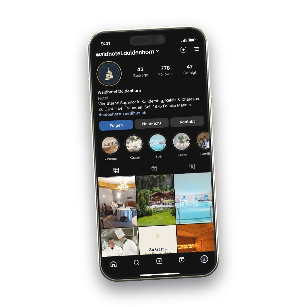 Ein Handy mit dem Instagram-Profil des Hauses