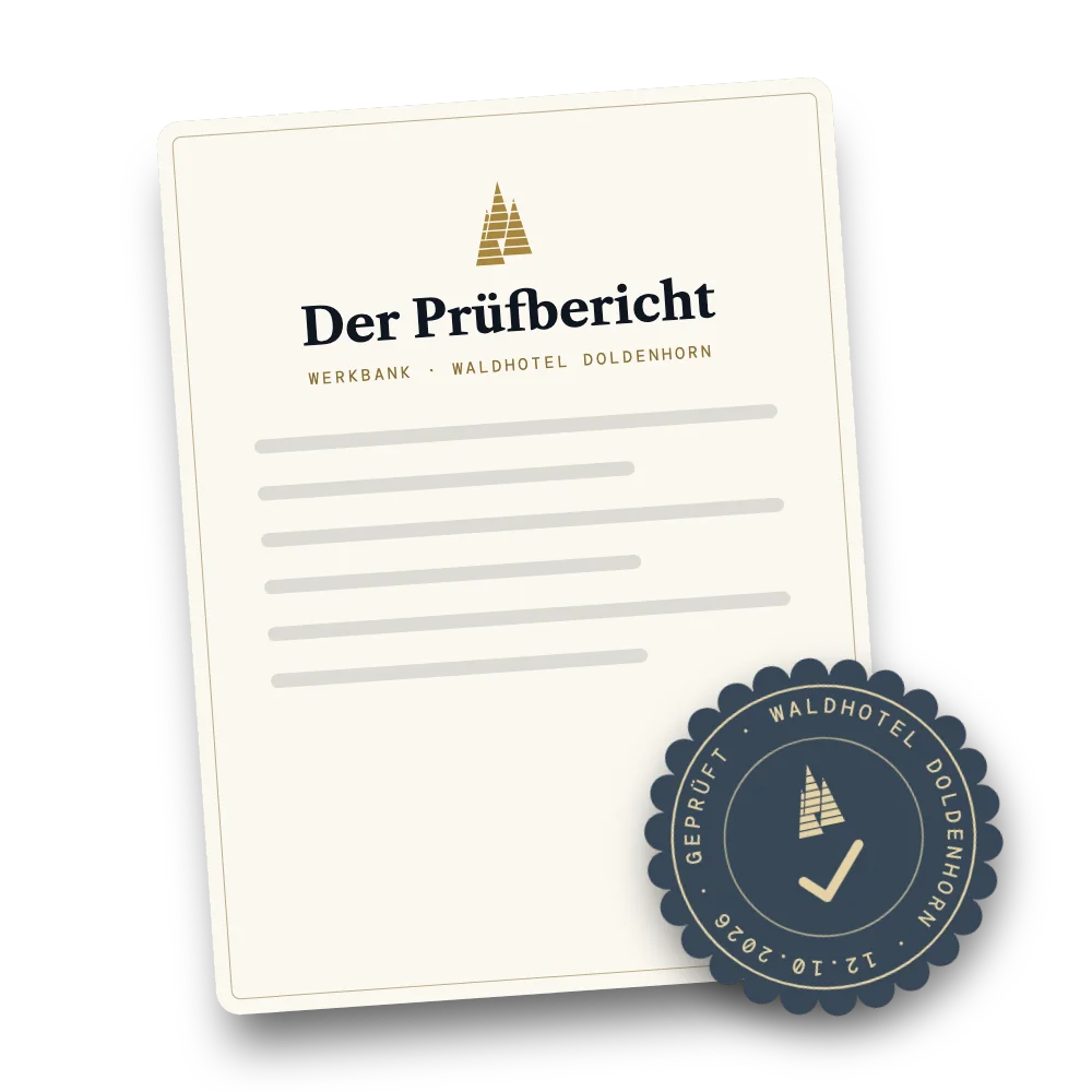 Der Prüfbericht als Blatt mit dem Siegel «Geprüft»